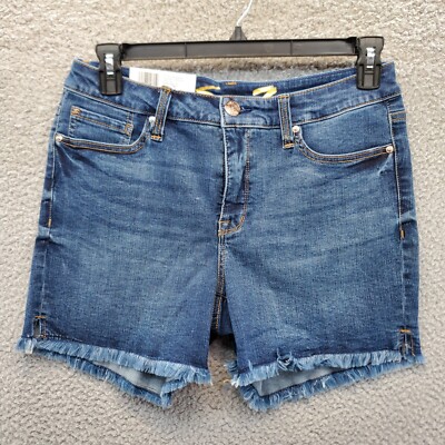 Seven 7 Weekend Jean Shorts Women's 10 Blue Comfort Stretch Denim Cut Hem NEW