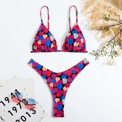 2 pcs Micro Women Bikini set lace up Swimwear Beachwear push up Bra Bathing suit
