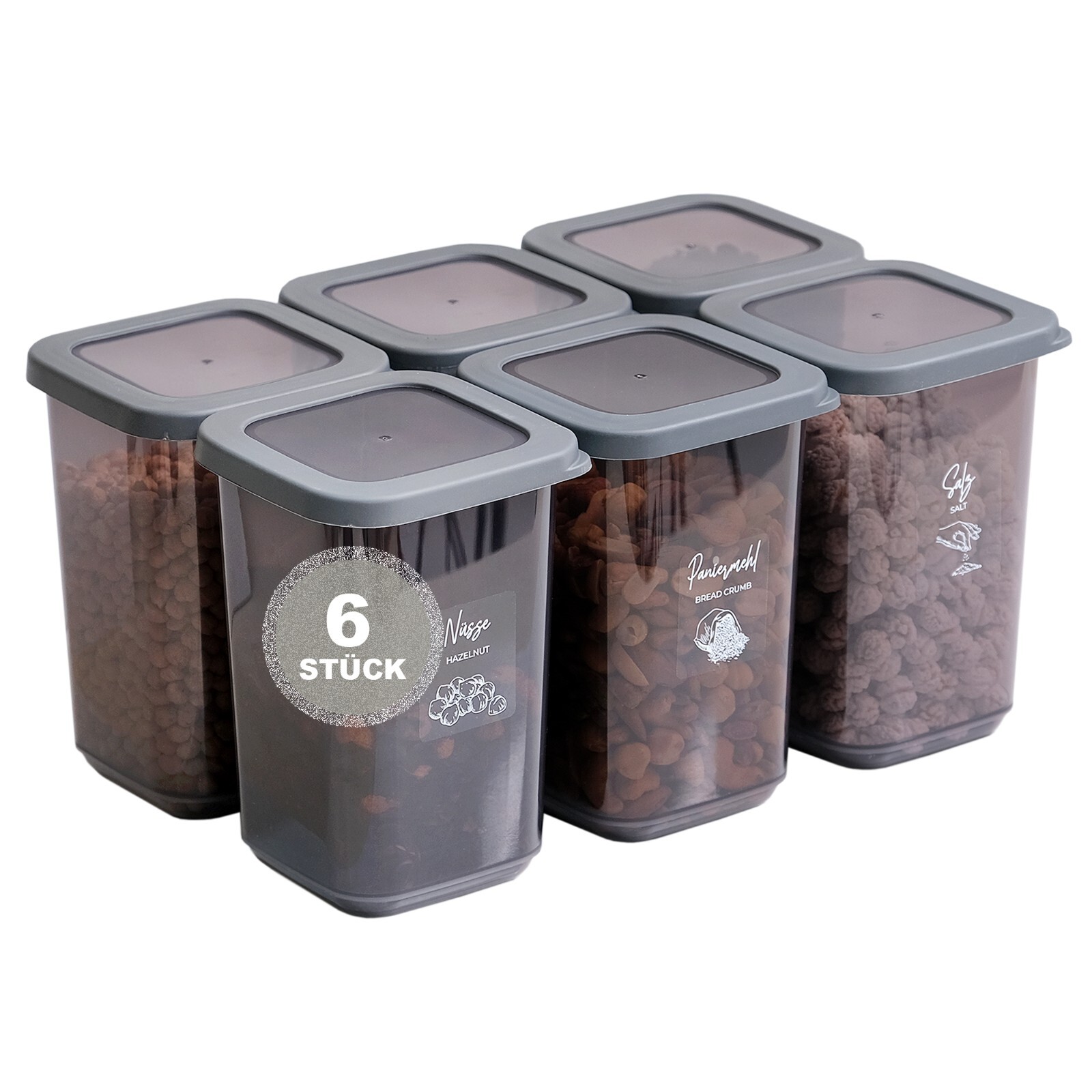 6-teiliges Frischhaltedosen-Set Mit Einhandbedienung – Luftdicht, Auslaufsicher & Stapelbar Für Müsli, Mehl & Mehr