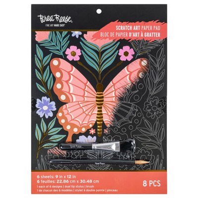 : Scratch Art Paper Pad - Butterfly Garden - 6 Designs, Metallic Guided Art, ...