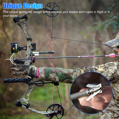 24Pcs 100 Grain Archery Broadheads 2" Dia Expandable Hunting Arrowhead w/2 Blade