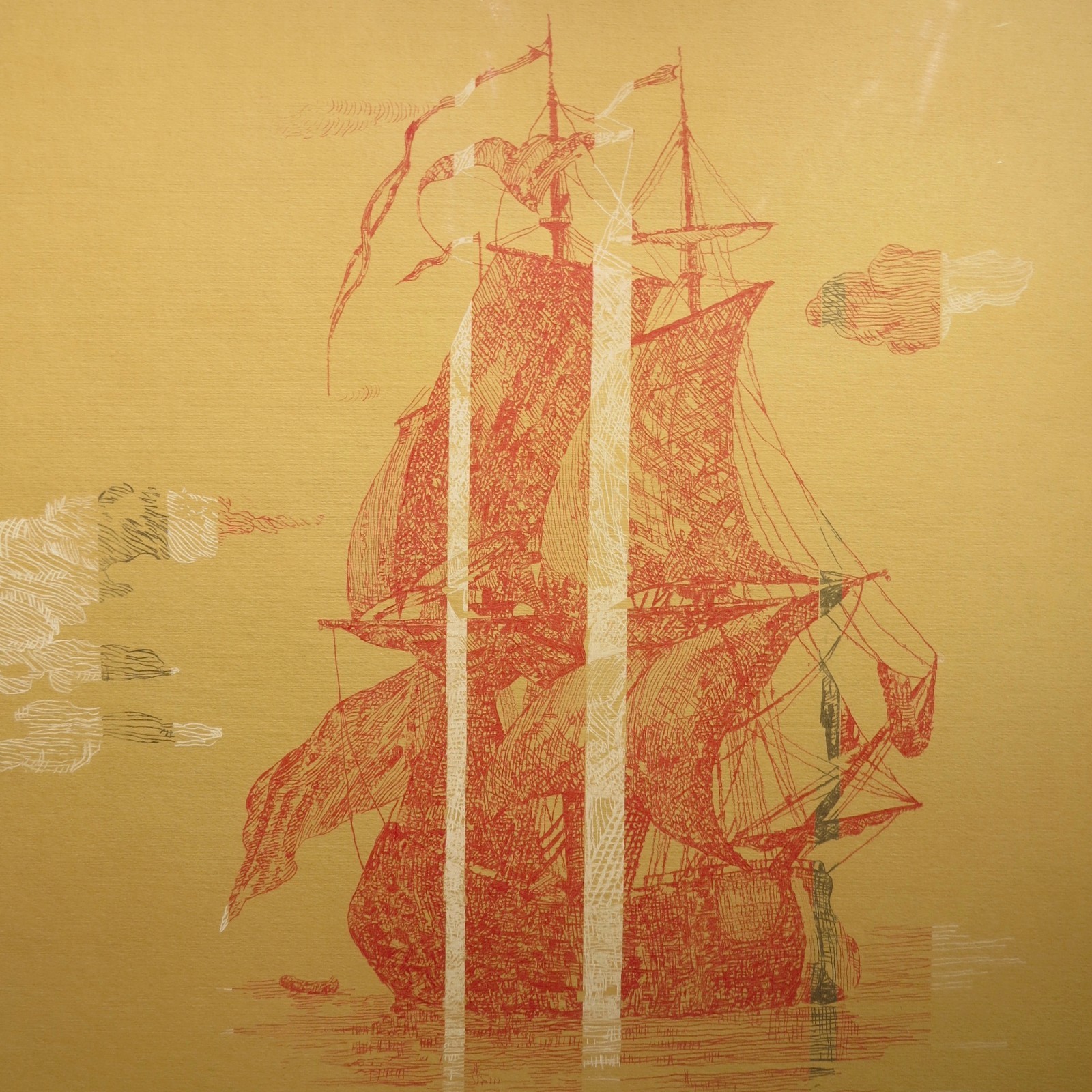 Roberta Paul 2001 abstract triptych drawing Boston artist