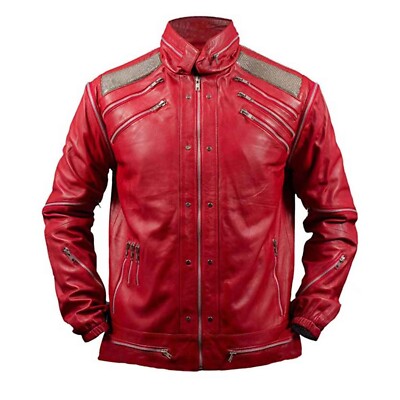Rare Punk Rock Motorcycle Mj Michael Jackson Beat It Red Zipper Jacket