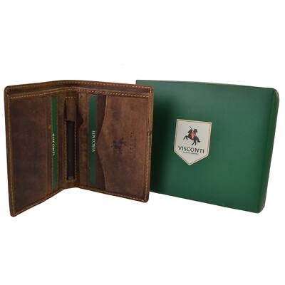 Mens Compact Leather Shirt Wallet by Visconti; Hunter Range (Oiled Tan)