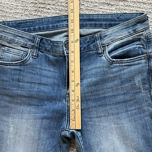KUT From The Kloth Jeans Womens 8 Blue Crop Straight Leg Distressed Stretch