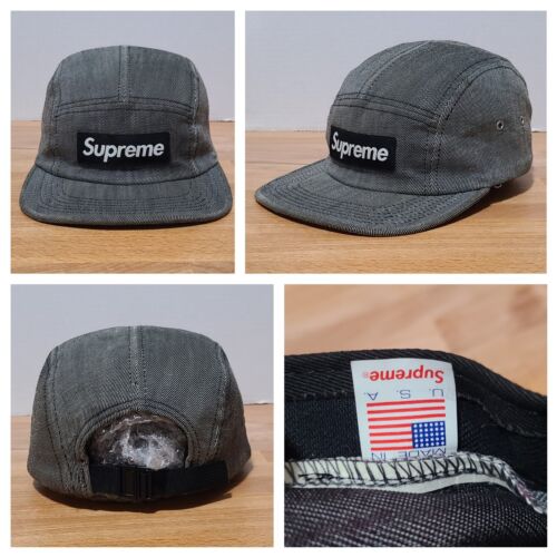 Supreme Jacquard Box Logo Camp Cap 5-Panel Hat Box Logo Twill Dark Gray OSFM