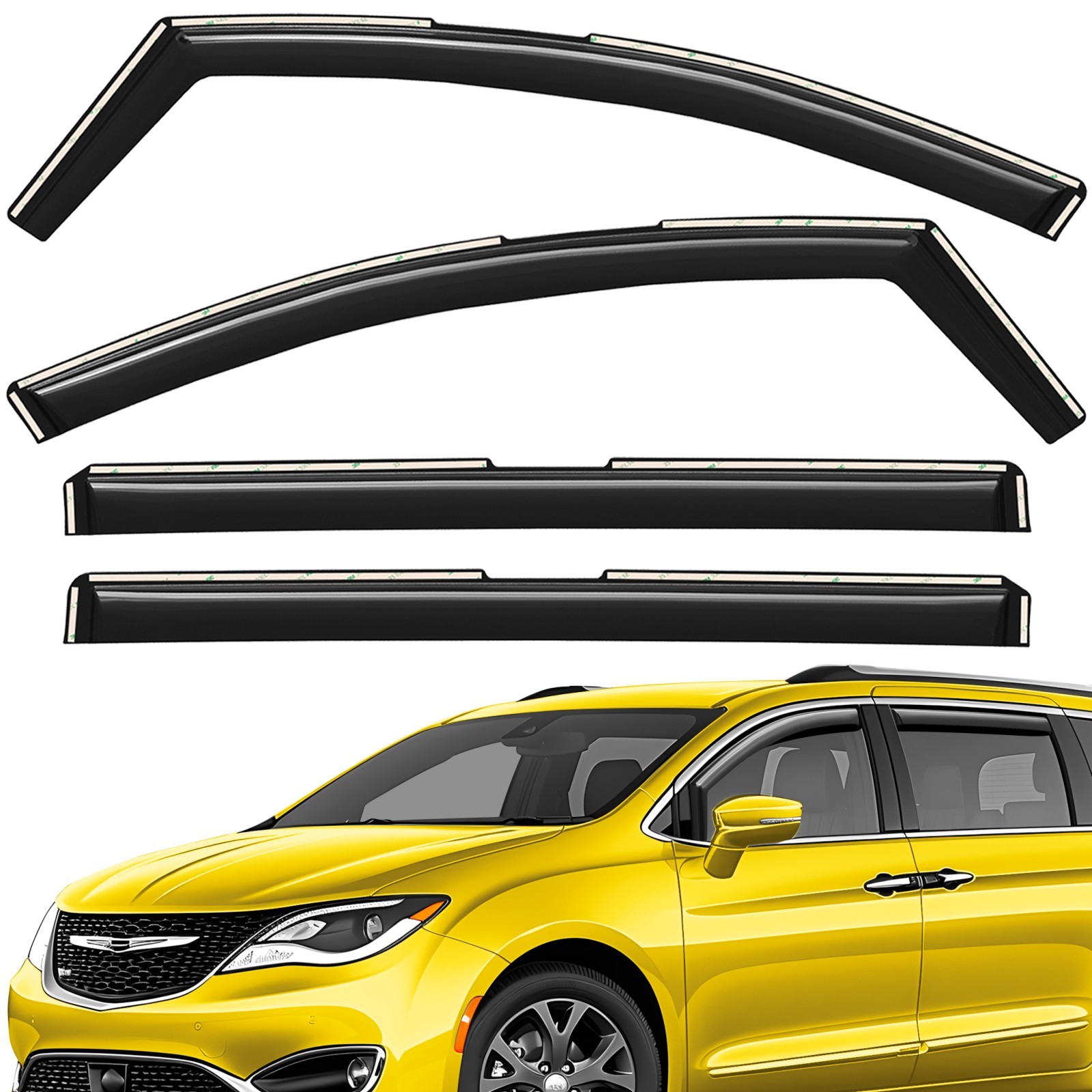 Sun Rain Visors Wind Rain Guards for 2017-2027 Chrysler Pacifica