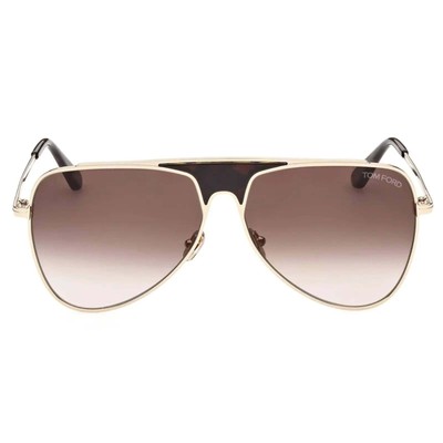 Pre-owned Tom Ford Sunglasses Men Women Rose Gold Gradient Brown Pilot Ft0935 28f Ethan