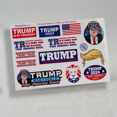 14 Trump Hard Hat Helmet Sticker Sheet USA POTUS 2024 Mini Pack Phone Cup Decal