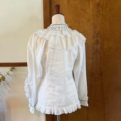 COACH COACH 1941 PRAIRIE RUFFLE BLOUSE LAYERED STUDDED COTTON LINEN BLEND WOMEN'S 4