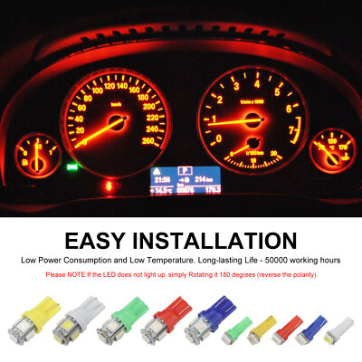 70PCS T5 T10 5050-SMD LED Speedometer Instrument Gauge Cluster Dash Light Bulbs