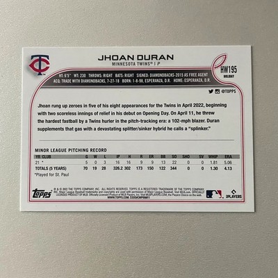 2022 Topps Holiday #HW195 Jhoan Duran RC