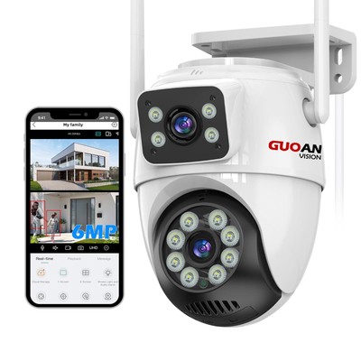 【6MP Cameras Outdoor】 Dual Lens Linkage,6MP WiFi Surveillance ,360°View,Human...