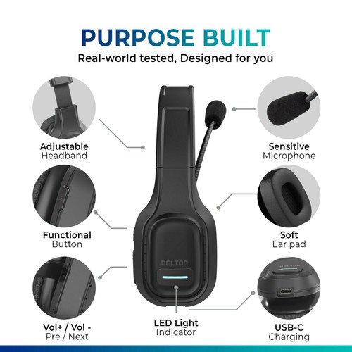 Delton Professional Wireless Computer Headset with Mic