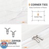 HYMOKEGE White Duvet Cover Queen Size, Ultra Soft 3-Piece Seersucker Duvet Cover Set with Zipper Closure, Soft Brushed Microfiber Bedding Set with 8 Corner Ties (90