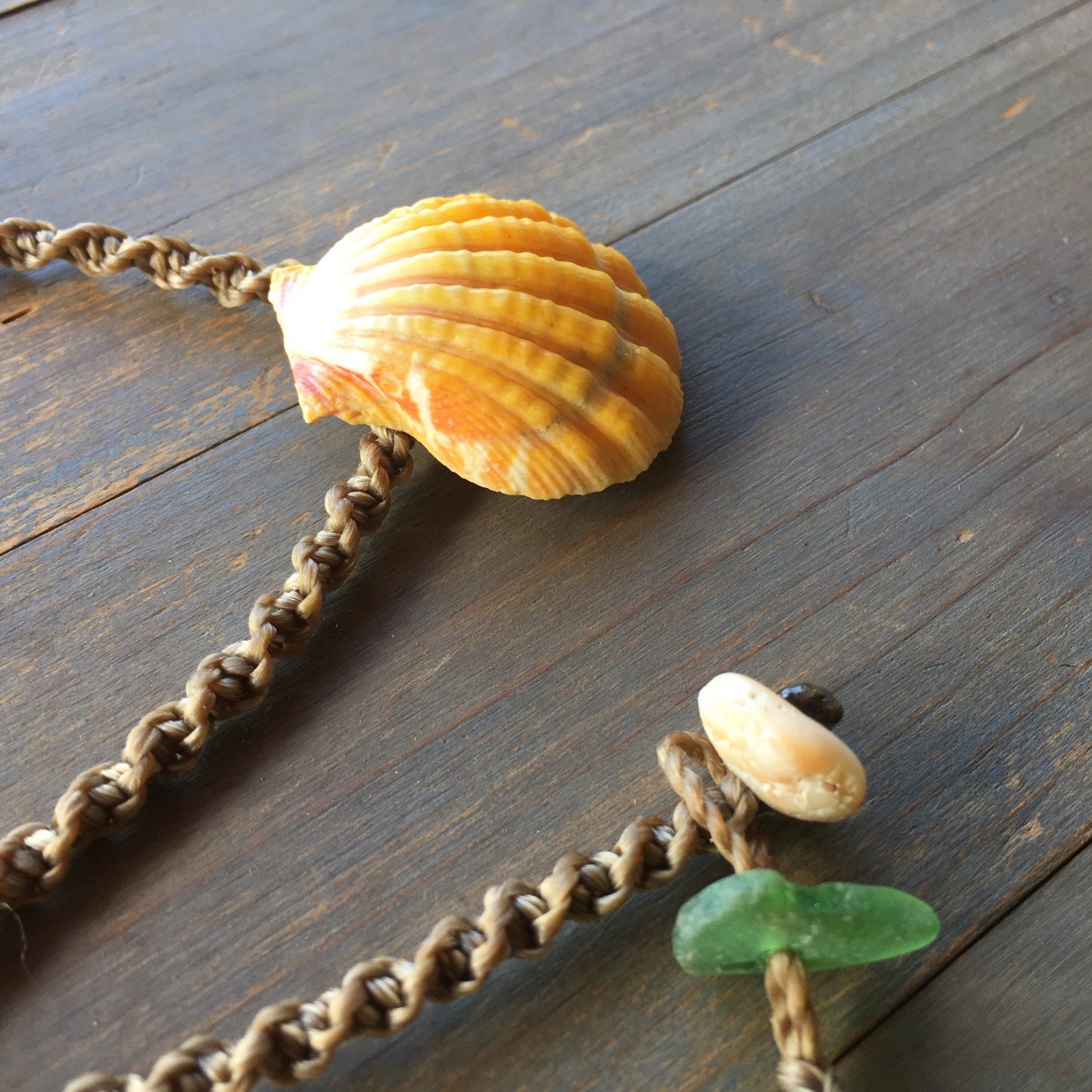 Hawaiian sunrise shell necklace, classic color with touch of orange