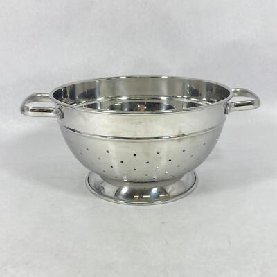 3 Quart Round Stainless Steel Kitchen Colander 9 Inch Diameter