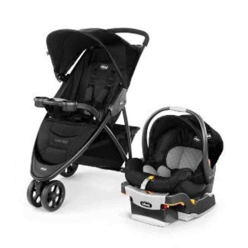 NEW Chicco Viaro 3 Wheel Travel System Stroller w/ KeyFit 30 infant Seat Black