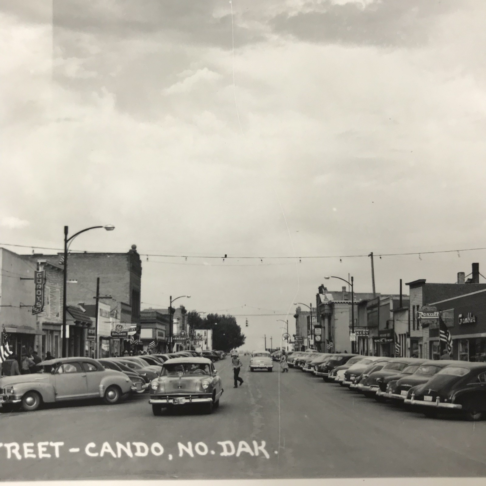 1930s 1940s RPPC Photo Postcard Main Street View Cando North Dakota ND Cars Bar