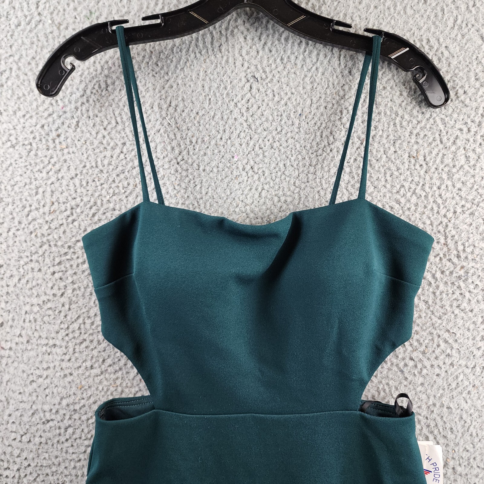 AQUA Side Cutout Midi Dress Women's 8 Pine Straight Neck Sleeveless Zip Closure - Picture 3 of 14