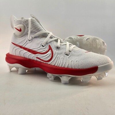 Nike Alpha Huarache NXT MCS High Top Baseball Cleats Mens Sz 7 White Red