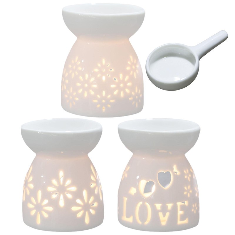 Light Oil Burner With White Hollow Design For Room Desk