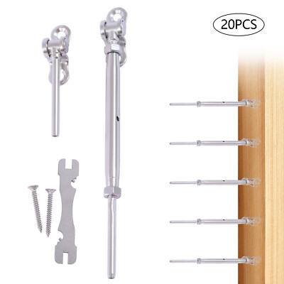 20PCS 1/8'' STAINLESS STEEL CABLE RAILING HARDWARE SYSTEM KIT FOR DECK STAIR POST