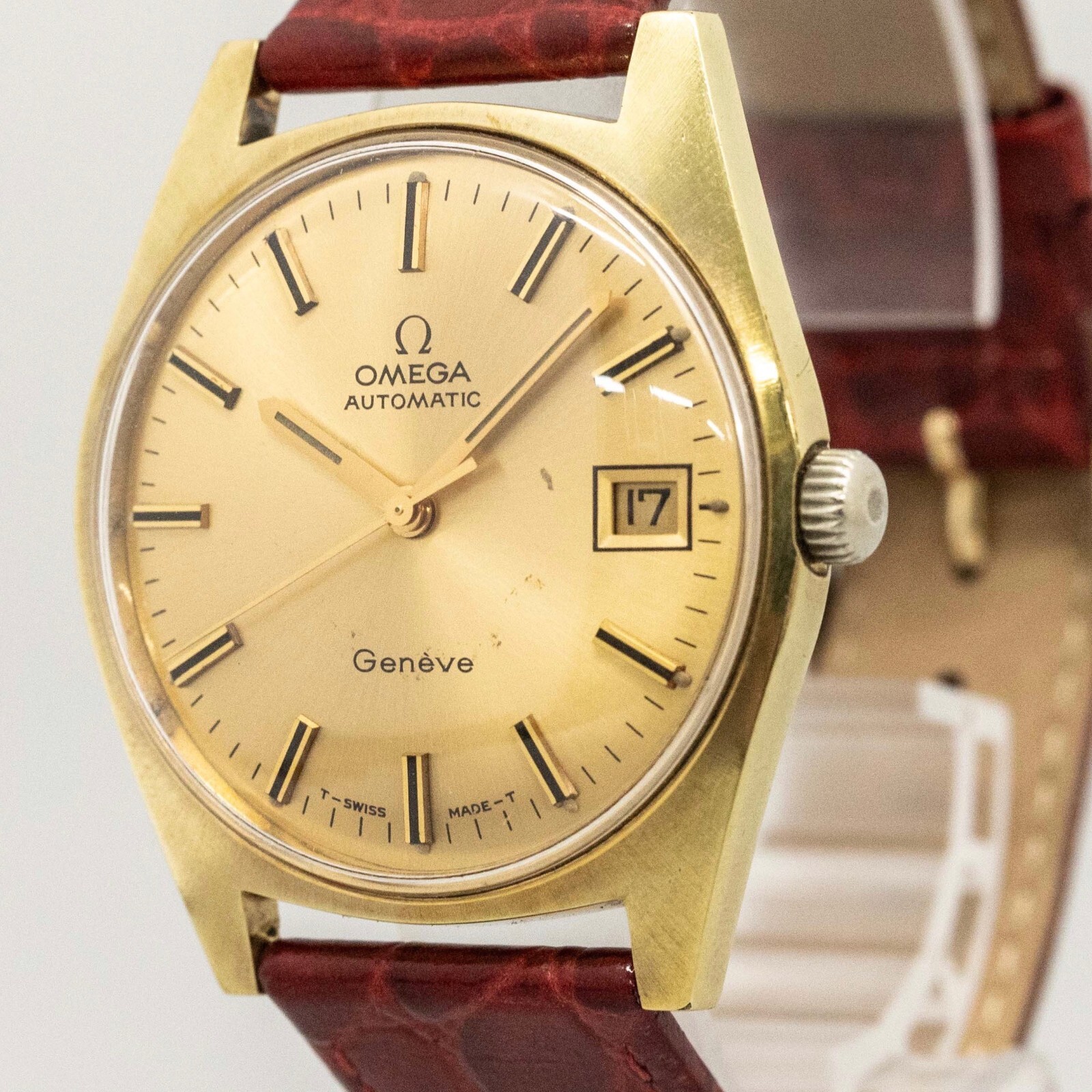 Exc 5 Vintage OMEGA Geneve Cal.565 Automatic Gold Dial Date 34mm Men s Watch eBay