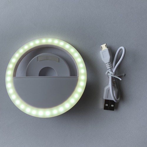 New in Box Selfie Light Ring White USB Rechargeable Battery