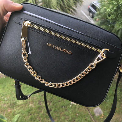 michael kors ginny leather crossbody bag black