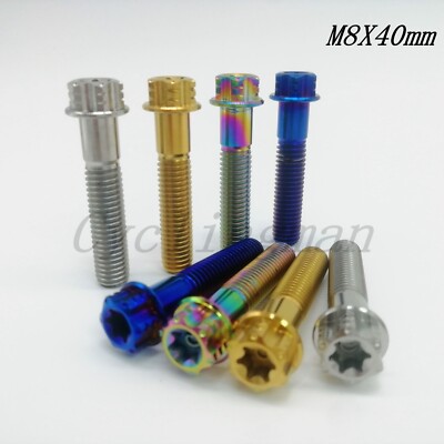 4pcs Ti Titanium Torx Head Flange Bolt M8x20/25/30/35/40/45/50/55/60mm