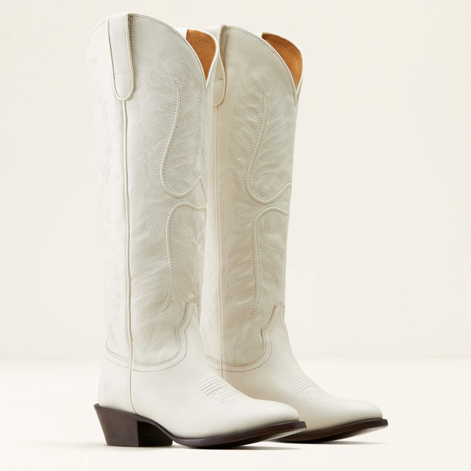 Pre-owned Ariat Women's 10050999 Belle Stretchfit Western Boot Moonlight Beam In White