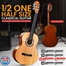 Pyle Beginner Acoustic Guitar Kit 6 String 1/2 Junior Size All Wood Instrument for Kids, Adults, Natural Gloss, 34
