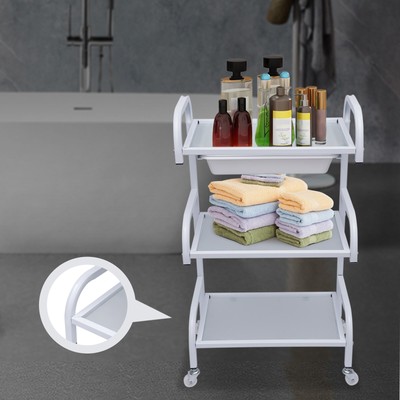 3-Tiers 1 Drawer for Storage Shelf Hairdresser Rolling Trolley Cart w/ Wheels 