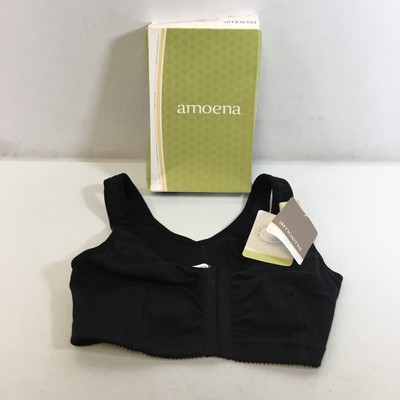 Amoena Frances 2128 Womens Black Hook & Eye Underwired Mastectomy Bra Size XS 