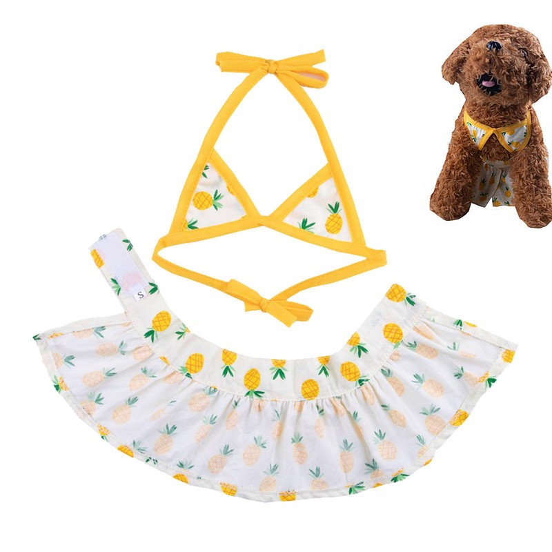 Dog Bikini Dress Pineapple Print Dog Bikini Outfit Pet Bath Suit Dog Swimwear