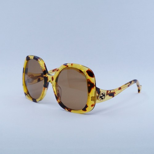 Pre-owned Gucci Gg1235s 002 Shiny Yellow Spotted Havana/brown 55-22-140 Sunglasses ...