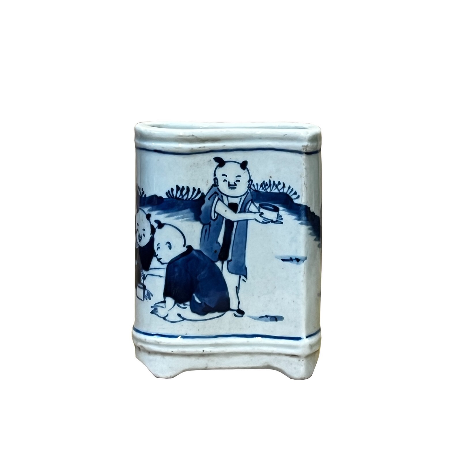 Chinese Blue White Porcelain Oriental Scenery Wave Shape Small Vase ws2984S Chinese Blue White Porcelain Oriental Scenery Wave Shape Small Vase ws2984S