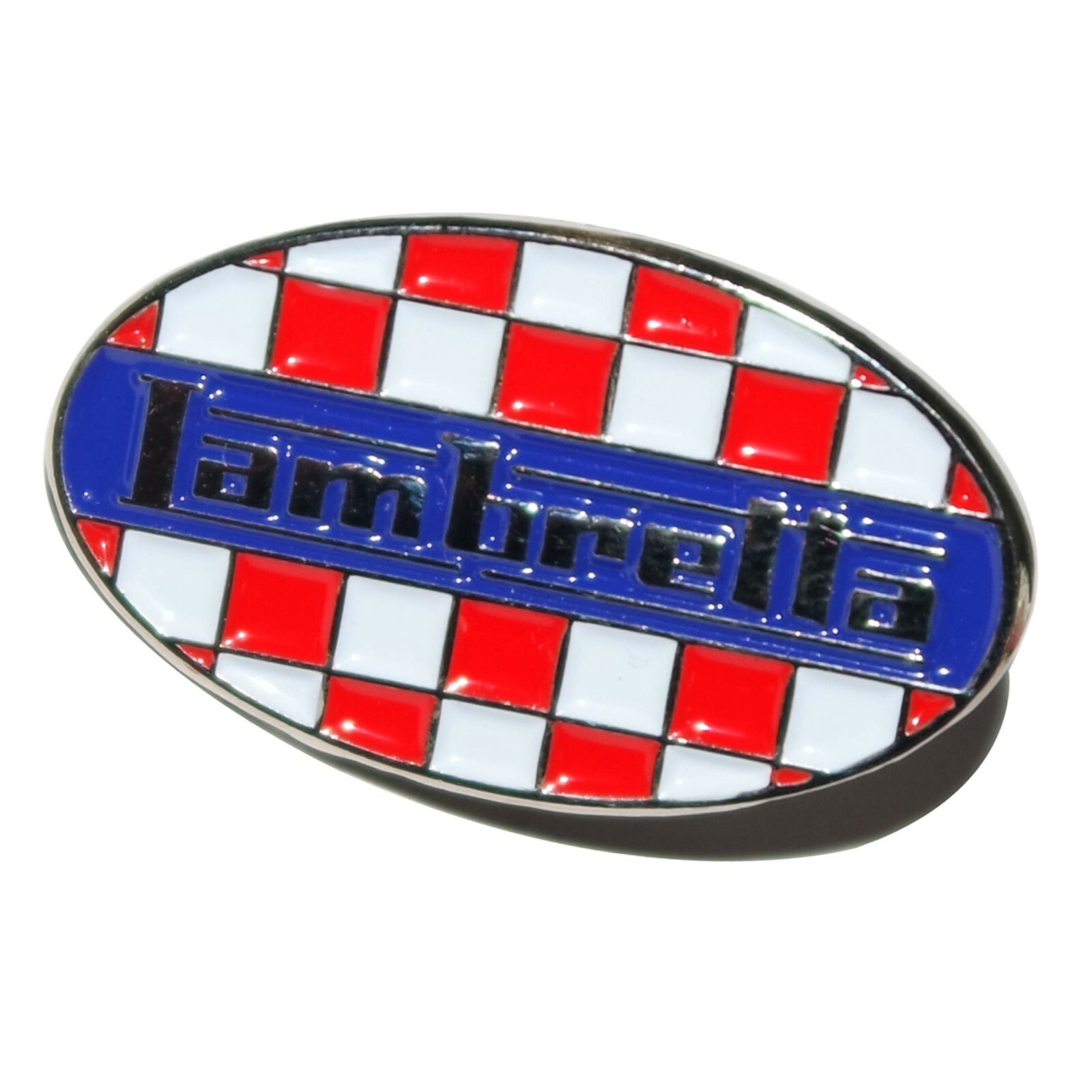 Lambretta Oval Enamel Lapel Pin Badge Brooch Red White And Blue  