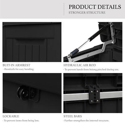 230 Gallon Deck Box Storage Outdoor Garden Patio Chest Organizer Furniture Black