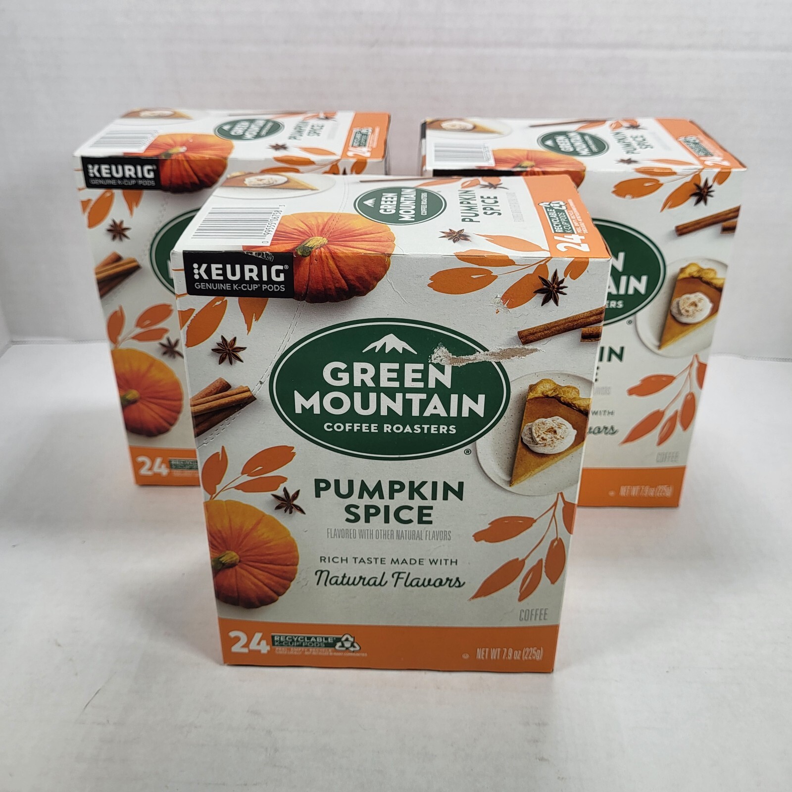 (3) Green Mountain Pumpkin Spice Coffee K-Cups 24ct Box Ligh