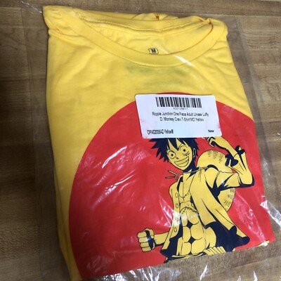 Ripple Junction Adult Unisex Luffy D. Monkey Crew T-shirt Size M Yellow New