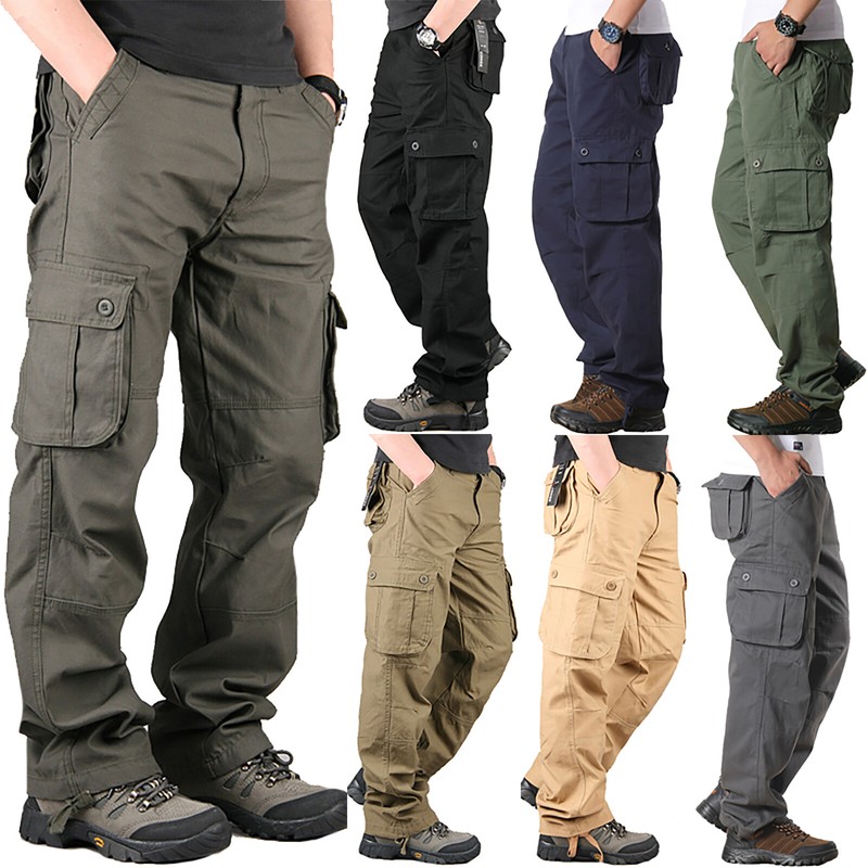 Men Tactical Work Pants Outdoor Hiking Trekking Casual Combat Baggy ...