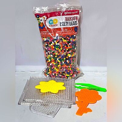 GO CREATE rainbow melty fuse beads and tools kit 10,000 count crafts homeschool