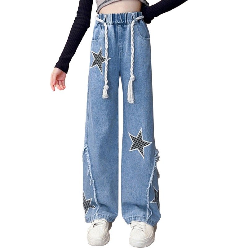 Kids Girls Jeans Unique Denim Pants Star Printed Trousers Kids Girls Jeans Unique Denim Pants Star Printed Trousers