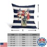 Patriotic 4th of July Flower Stripes Pillow Covers 18x18 Inch Independence Memorial Day American Flag Decorative Throw Pillow Case Cushion Cover Set of 2 for Bedroom Sofa Living Room Couch Chair
