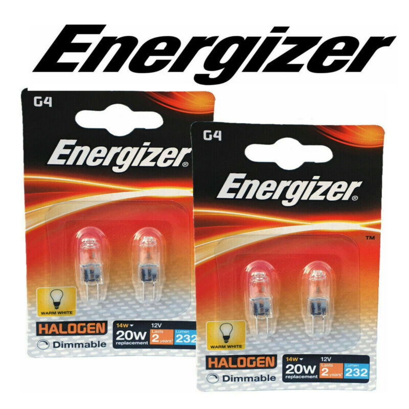 4 X Energizer G4 Eco 14 20w Halogen Capsule Bulb  232 Lumens 12v Lamp Warm White