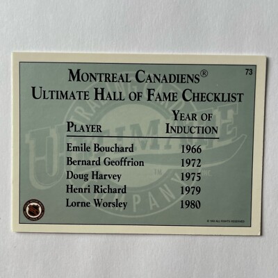 1992 Ultimate Original Six #73 Bernard Geoffrion