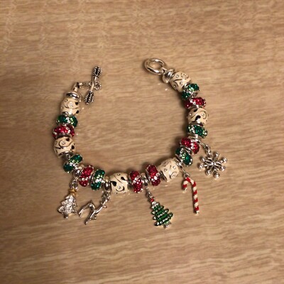 Vintage Handmade DaVinci Charm Christmas Bracelet 