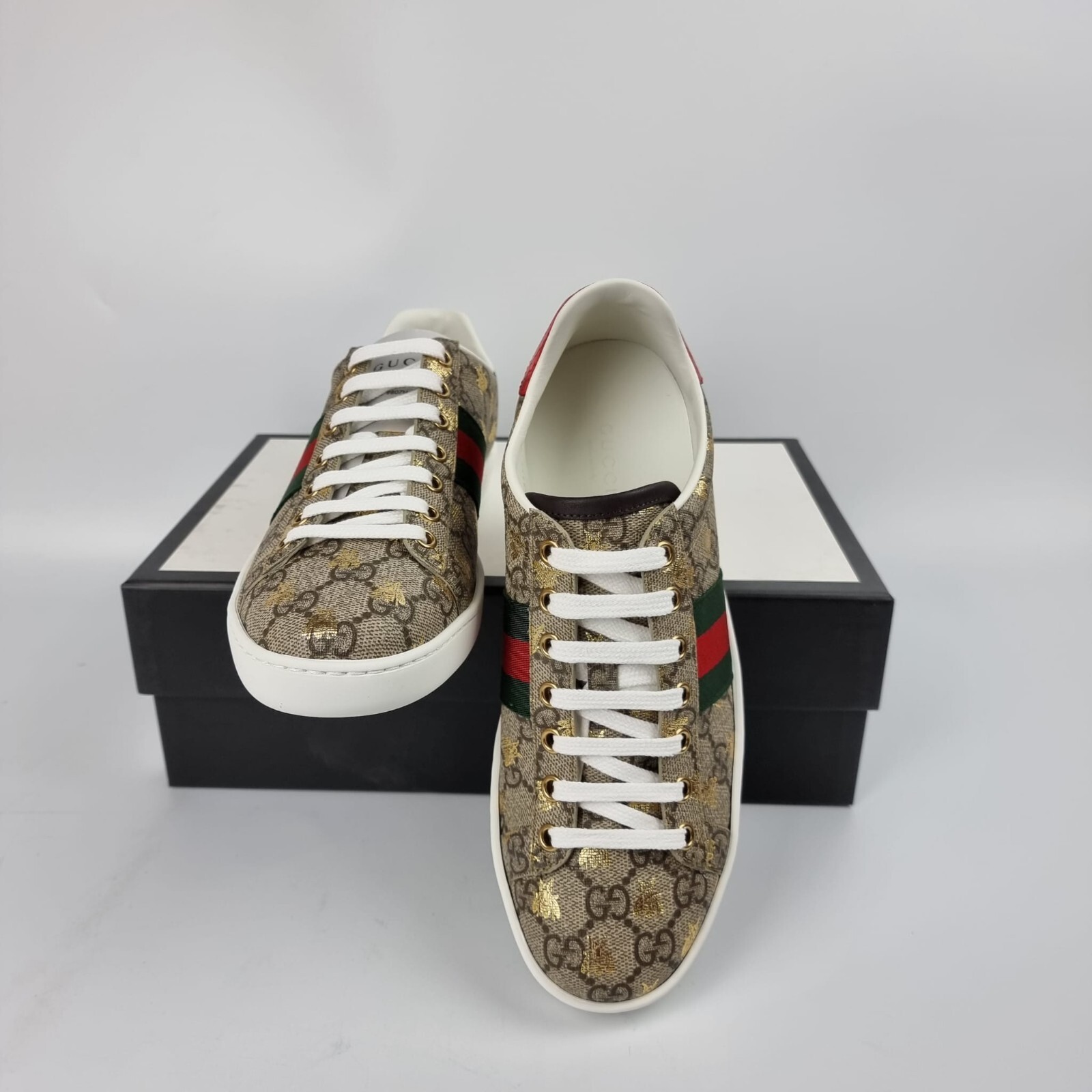 Pre-owned Gucci Women's Ace Beige Gg Sneakers